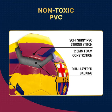 Icon Sports Officially Licensed FC Barcelona, Size 5 Regulation Soccer Ball, Non-Toxic Patterned PVC, Brush Yellow for Adults & Kids