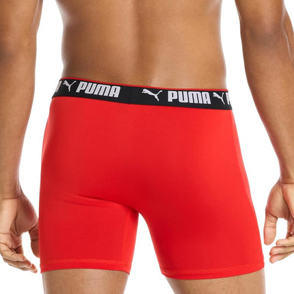 PUMA Men's 5 Pack Performance Boxer Briefs, Navy/Red/Black, M