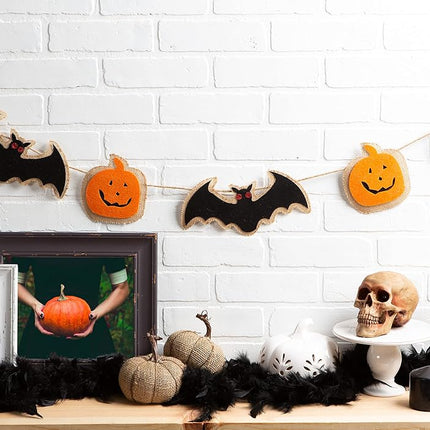 DII Fall Home & Party Décor Spooky Halloween Decorations Indoor & Front Porch, Garland, 72-Inch Length, Bat & Pumpkin