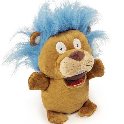 goDog Crazy Hairs Lion Silent Squeak Plush Dog Toy, Chew Guard Technology - Tan, Small