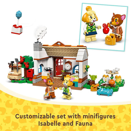 LEGO Animal Crossing Isabelle’s House Visit Set, Building Toy for 6+ Year Old Girls & Boys, Features 2 Character Minifigures from the Video Games incl. Fauna, Creative Kids' Toy for Gaming Fans 77049