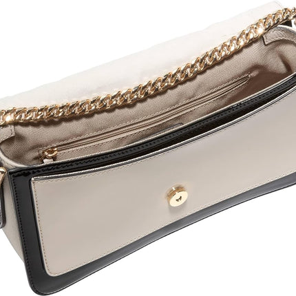 Cole Haan Women's Daniella Leather Chain Shoulder-Handbags, Black/White, One Size