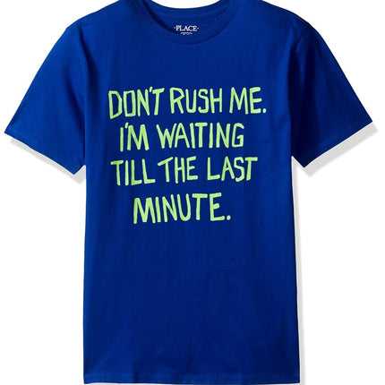 The Children's Place Big Boys Don't Rush Me Graphic Tee, Edge Blue, XS (4)