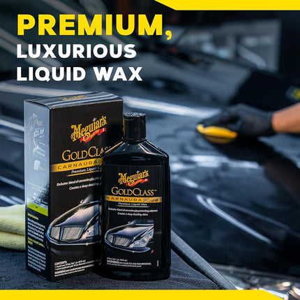 Meguiar's Gold Class Carnauba Plus Liquid Wax, 473 ml | Formulated to Enhance Colour Depth and Rich Gloss | Provides Durable UV Paint Protection | Leaves a Smooth Reflective Finish
