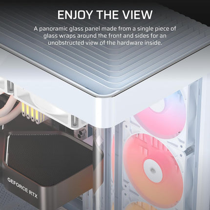 CORSAIR FRAME 4500X RS-R ARGB Panoramic Glass Mid-Tower PC Case – InfiniRail Mounting System, Fits Dual 360mm Radiators, GPU Anti-Sag, 3x RS120R Fans Included – White