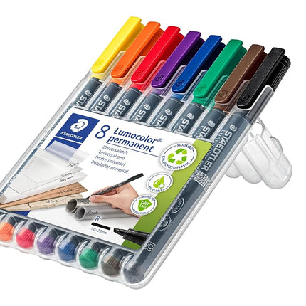 Staedtler Lumocolor Permanent Pen 314 Broad 1.0/2.5mm Line - Assorted Colours (Pack of 8)