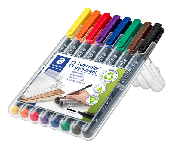 Staedtler Lumocolor Permanent Pen 314 Broad 1.0/2.5mm Line - Assorted Colours (Pack of 8)