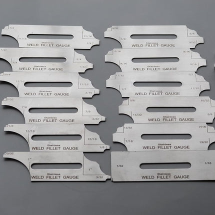 RIVERWELD 12 Piece Fillet Weld Set 1/32" increments to 1/2", 1/16" increments to 1" Inch RL Gauge Welding Inspection Test Ulnar