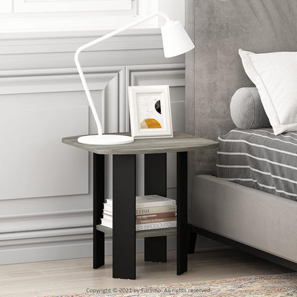Furinno SIMPLE DESIGN Side Table Set of 2, 2-Tier End Table, Open Shelves Night Stand, Bedside Table, for Living Room, Bedroom, French Oak