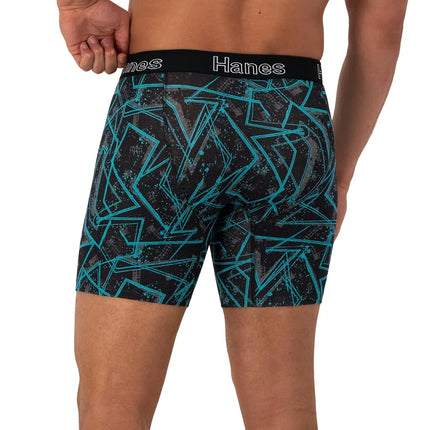 Hanes Men's Comfort Flex Fit Boxer Briefs, Ultra Soft Stretch, Long Leg & Regular Leg, 3- Pack, Turquoise/Concrete/Black 3-pack, L