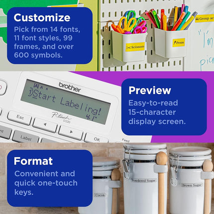 BROTHER P-Touch PTD220 Home/Office Everyday Label Maker | Prints TZe Label Tapes up to ~1/2 inch