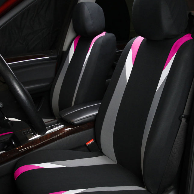 FH GROUP FH-FB033217 Three Row- Premium Modernistic Seat Covers Pink / Black- Fit Most Car, Truck, Suv, or Van