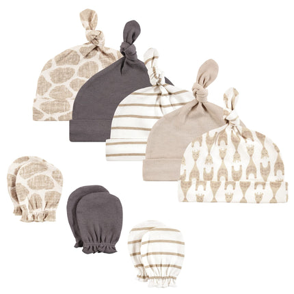 Hudson Baby Unisex Baby Cotton Cap and Scratch Mit