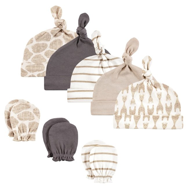 Hudson Baby Unisex Baby Cotton Cap and Scratch Mit