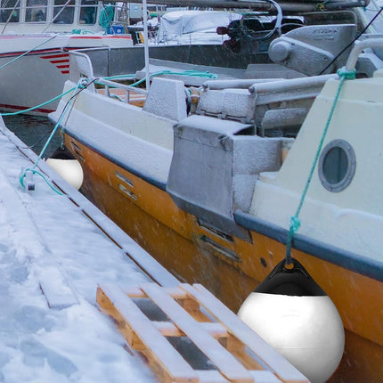 X-Haibei 2 Pcs Boat Fenders Ball Round Anchor Buoy, Dock Bumpers Ball Inflatable Vinyl Shield Protection Marine Mooring Buoy White A30 Dia. 11.8 inch H 13.8 inch
