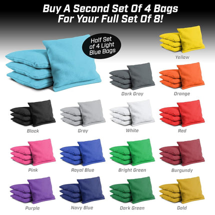 GoSports Cornhole Bean Bags Set of 4 - Regulation All Weather - Light Blue