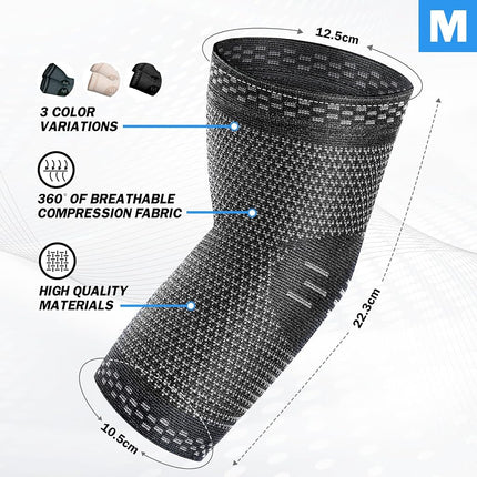 POWERLIX Elbow Orthopedic Brace Compression Support (Pair) - Elbow Sleeve for Tennis Elbow, Golfer’s Elbow, Bursitis, and Sprains, Arthritis, Tendonitis. Pain Relief