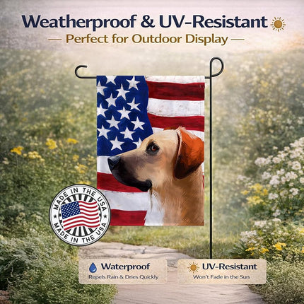 Caroline's Treasures CK6436GF Black Mouth Cur Dog American Flag Flag Garden Size, Small, Multicolor