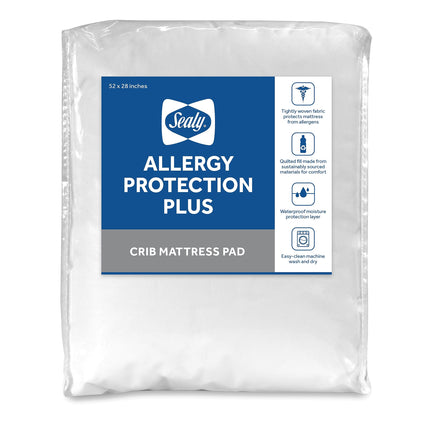 Sealy Allergy Protection Plus Crib Mattress Pad, W