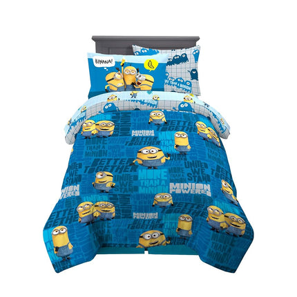 Franco Comforter and Sheet Set with Sham, Microfiber, Minions, 5 Piece Twin Size