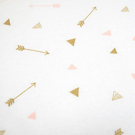 American Baby Company Lot de 2 draps-housses imprimés 100 % coton jersey pour berceaux et matelas pour tout-petits standard, or scintillant/plumes roses/flèches, pour filles