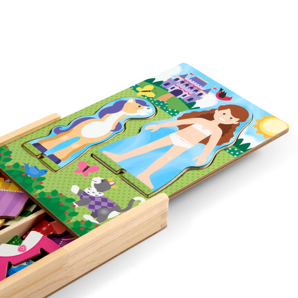 Ensemble de jeu d'imitation Melissa & Doug Poupées magnétiques en bois Princesse et Cheval à habiller