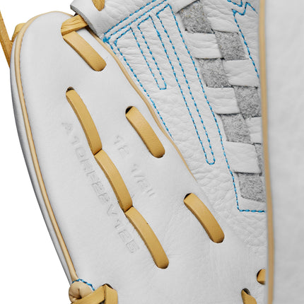 Wilson 2024 A1000® V125 12.5” Outfield Fastpitch Softball Glove - White/Blue/Blonde, Left Hand Throw