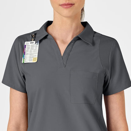 WonderWink Women's Collar Top, Pewter, 3X