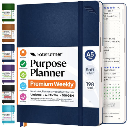 Purpose Planner Notebook A5 5.8”x8.3” Undated Dail