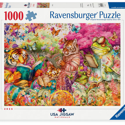 Ravensburger USA Jigsaw Nationals - Book Club - 1000 Piece Jigsaw Puzzle - Cozy Reading-Themed Scene - Relaxing and Creative Fun for Book Lovers - Ages 14 and Up