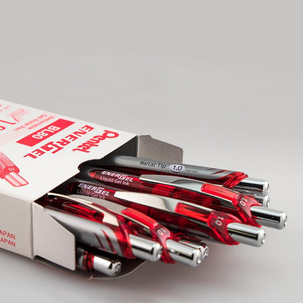 EnerGel XM Retractable, 1,0mm Tip, Red ink, Pack of 12 pens