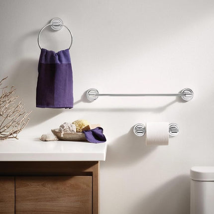 Moen DN0708CH Soporte de papel higiénico moderno pivotante de doble poste, colección Iso, cromo, 3.11" An. X 2.44" Al. X 6-1/2" Pr.