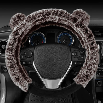 BDK Auto SW-2431-GR: Two-Tone Fur Steering Wheel Cover