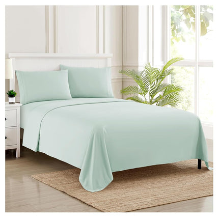 Sweet Home Collection Luxury Bedding Set with Flat, Fitted Sheet, 2 Pillow Cases, Find Double Brushed Microfiber, Mint, Twin