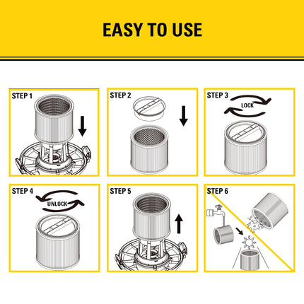 Stanley 08-2501 Filtro de cartucho, apto para la mayoría de aspiradoras de líquidos y sólidos de 5-18 galones, compatible con SL18115, SL18115P, SL18116, SL18116P, SL18191P, SL18199P, SL18117, SL18701P-10A, SL18410P-5A
