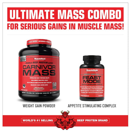 MuscleMeds Carnivor Mass Anabolic Beef Protein Gainer, Chocolate Peanut Butter, 6 Pounds