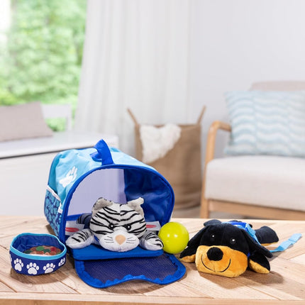 Melissa & Doug Tote & Tour Pet Travel Play Set With 2 Plush Stuffed Animals (15 pcs)