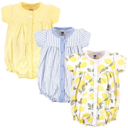 Hudson Baby Unisex Baby Cotton Rompers, Lemon, 18-