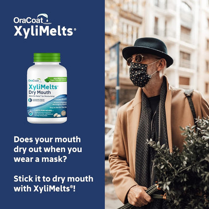 Oracoat XyliMelts for Dry Mouth Night Time or Day - Moisturizing Dry Mouth Adhering Discs, Sugar Free with Xylitol, 230 Count, Mild- Mint Flavor, 8-Hour Relief