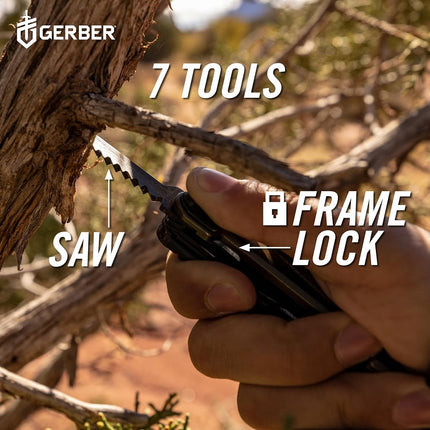 Gerber Gear Armbar Scout 7-in-1 Multi-Tool - 2.5" Plain Edge Blade, Hammer, Scissor, Saw - EDC Gear and Equipment - Green