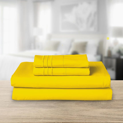 Elegant Comfort Luxurious 1500 Thread Count Egyptian Quality Three Line Embroidered Softest Premium Hotel Quality 3-Piece Bed Sheet Set, Wrinkle And Fade Resistant, Twin/Twin XL, Yellow