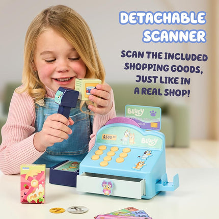 Bluey Cash Register Playset, Interactive Play Register with Scanner