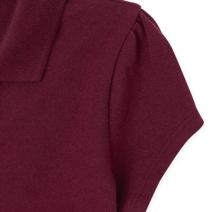 The Children's Place Girls' Short Sleeve Ruffle Pique Polo, Rubine, X-Small