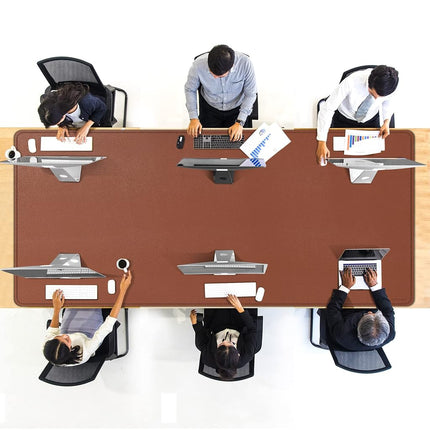 CENNBIE Leather Desk Mat, 200 x 100cm Extra Large Desk Pad Blotter Protector, Extended Non-Slip Table Pad, Waterproof PU Leather Desk Mat on top of desks Large for Office and Home (Brown)
