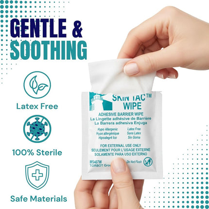 Torbot IM074407W314832 Group Inc Skin Tac"H" Adhesive Barrier Prep Wipe, Liquid Form, Latex-Free, Hypo-allergenic (Box of 50 Each), 1 Pack