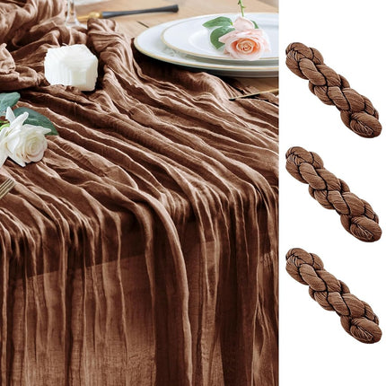 Wokceer Cheesecloth Table Runner Brown 10FT Boho G