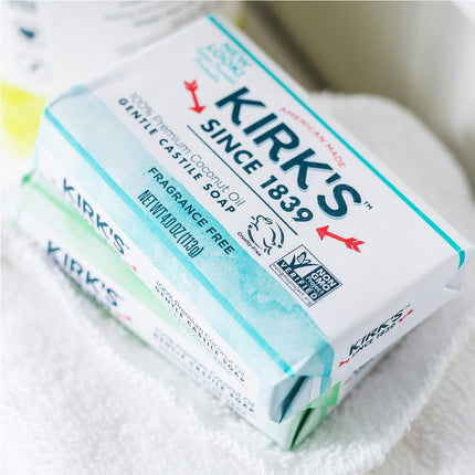 Kirk's Castile: Coco Castile Bar Soap, Fragrance Free 4 oz (8 pack)