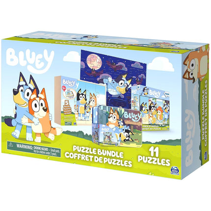Bluey 11 Puzzle Bundle Set, 8- and 24-Piece Wood, Fuzzy, & Die-Cut Jigsaw Puzzles for Preschoolers and Kids