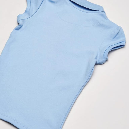 Izod Girls' School Uniform Short Sleeve Polo Shirt, Button Closure, Comfortable & Soft Interlock Fabric, Light Blue, 6