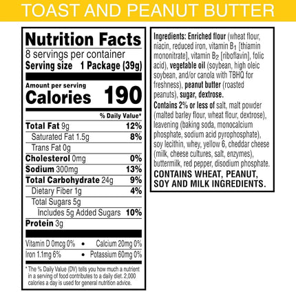 Keebler Cracker Sandwiches To Go - Toast & Peanut Butter - 1.38 Oz - 8 Ct